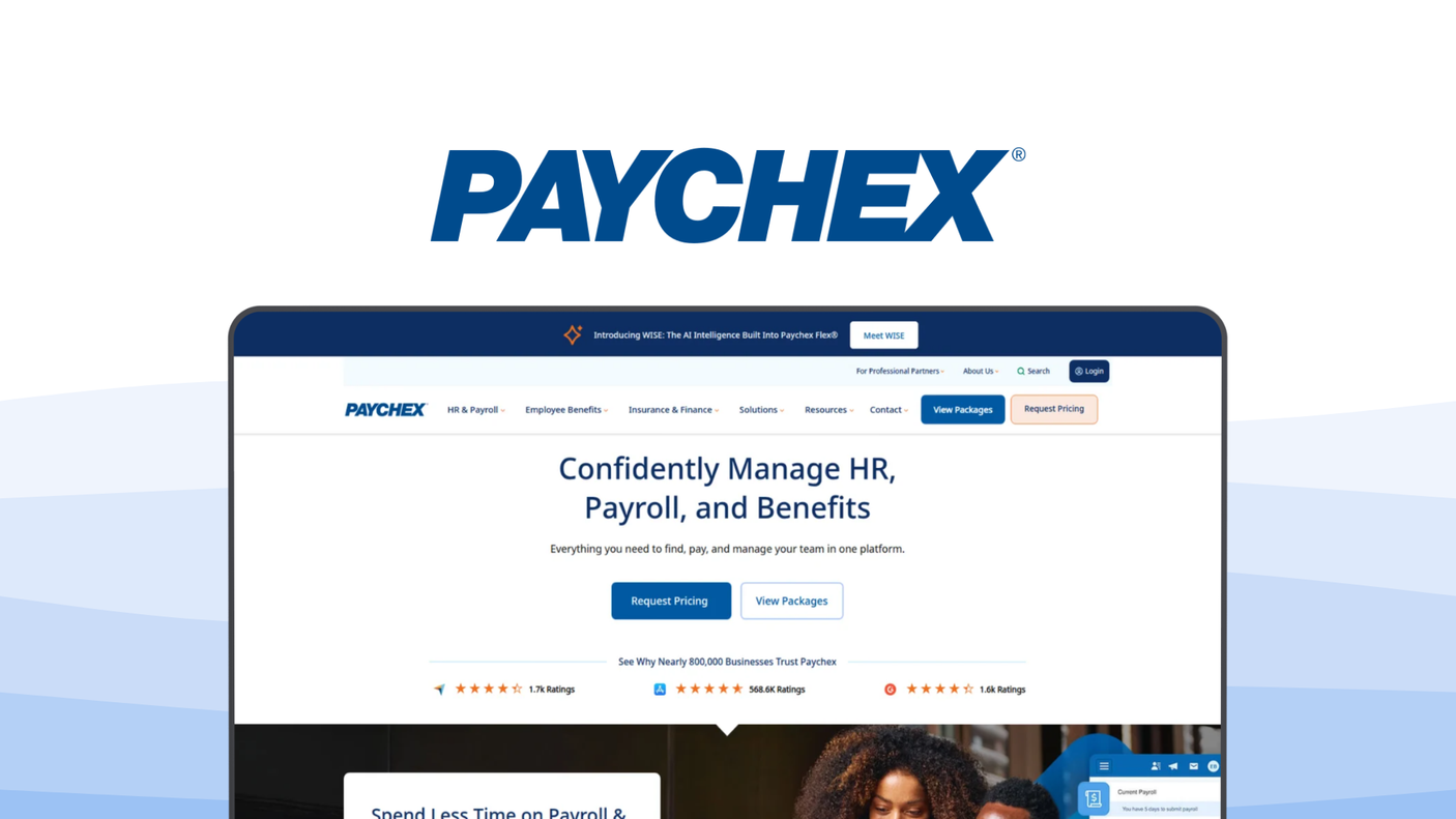 Paychex Flex a payroll tool, featuring payroll tax admin, benefits integration, hr management, compliance support, employee self service.
