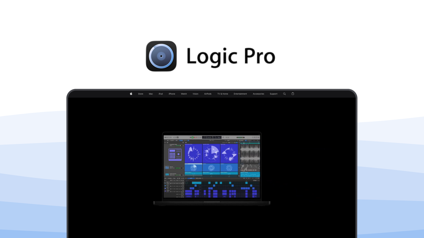 Logic Pro an audio editor tool, featuring ai session players, midi sequencing, advanced mixing, spatial audio.