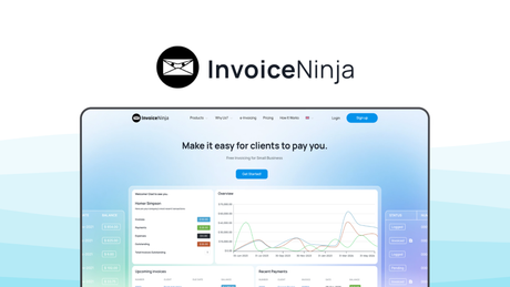 Invoice Ninja an invoice tool, featuring custom invoices, client portal, recurring billing, multiple gateways, quote management.