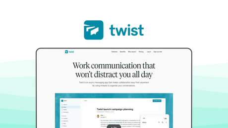 Twist a team communication tool, featuring async communication, structured threaded chats, distraction-free ui, inbox style management, todoist integration, topic channels, reduced notifications.
