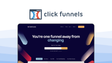ClickFunnels a landing page builder tool, featuring sales funnel builder, one-click upsells, smart checkout, membership sites, marketing automation.