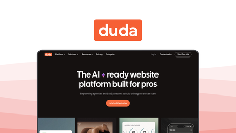 Duda a website builder tool, featuring white label solutions, client management suite, dynamic page creation, website personalization rules, team collaboration tools.