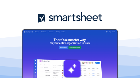 Smartsheet a project management tool, featuring spreadsheet-style interface, automated workflow rules, dynamic gantt charts, resource management tools, secure enterprise control.