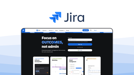 Jira a project management tool, featuring agile scrum boards, advanced issue tracking, devops tool integrations, project roadmap views, drag-and-drop automation.