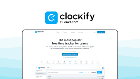 Clockify a time tracking tool, featuring unlimited free tracking, kiosk station, timesheet management, calendar planning, expense recording.